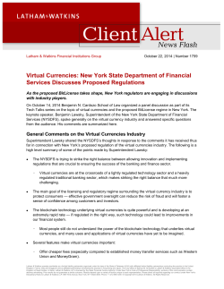Virtual Currencies: New York State Department of Financial