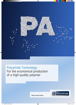 Polyamide Technology For the economical production of a high-quality polymer Uhde Inventa-Fischer