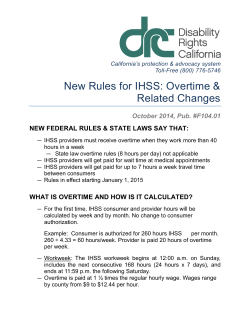 New Rules for IHSS: Overtime &amp; Related Changes October 2014, Pub. #F104.01