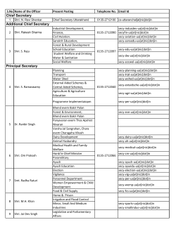 Chief Secretary Additional Chief Secretary S.No Name of the Officer Present Posting