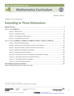 Mathematics Curriculum Extending to Three Dimensions  Table of Contents