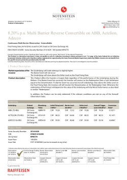 8.20% p.a. Multi Barrier Reverse Convertible on ABB, Actelion, Adecco