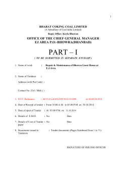PART – I  OFFICE OF THE CHIEF GENERAL MANAGER EJ AREA P.O:-BHOWRA(DHANBAD)