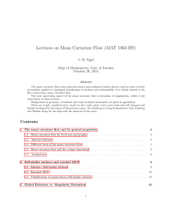 Lectures on Mean Curvature Flow (MAT 1063 HS) I. M. Sigal