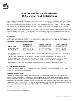 First Prenotification of Estimated USAA Mutual Fund Distributions