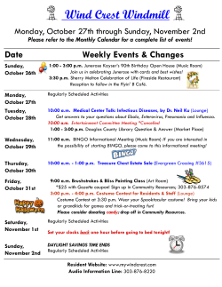 Wind Crest Windmill Date Weekly Events &amp; Changes