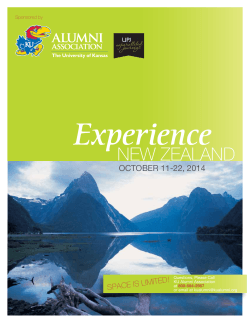 Experience NEW ZEALAND OctOber 11-22, 2014 LimitED!