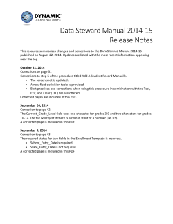 Data Steward Manual 2014-15 Release Notes