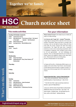 Sunday 26 October (week 4)