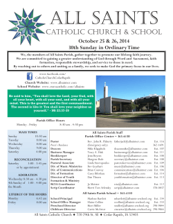 All Saints  Catholic church &amp; School October 25 &amp; 26, 2014