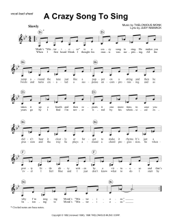 A Crazy Song To Sing Slowly vocal lead sheet