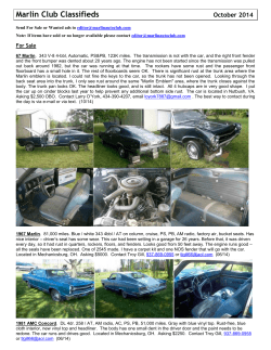 Marlin Club Classifieds October 2014  For Sale