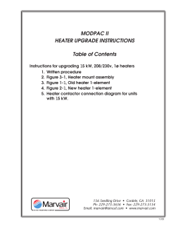 MODPAC II HEATER UPGRADE INSTRUCTIONS Table of Contents