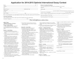 Application for 2014-2015 Optimist International Essay Contest  Name