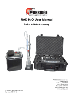 RAD H O User Manual 2 Radon in Water Accessory