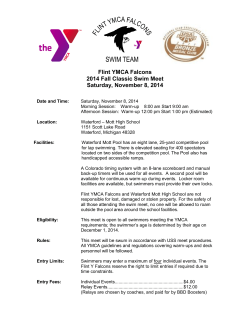 Flint YMCA Falcons 2014 Fall Classic Swim Meet Saturday, November 8, 2014