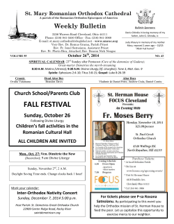 Weekly Bulletin  St. Mary Romanian Orthodox Cathedral