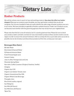 Dietary Lists Kosher Products