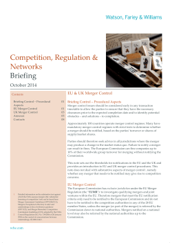 Competition, Regulation &amp; Networks  Briefing  October 2014 