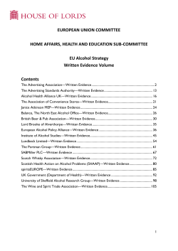 EUROPEAN UNION COMMITTEE  HOME AFFAIRS, HEALTH AND EDUCATION SUB-COMMITTEE EU Alcohol Strategy