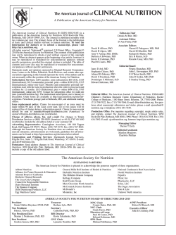 The American Journal of Clinical Nutrition Dennis M Bier, MD