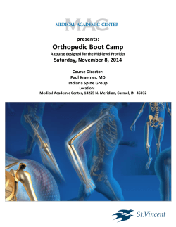 Orthopedic Boot Camp  presents: Saturday, November 8, 2014