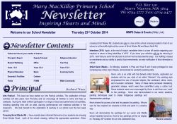 Welcome to our School Newsletter Thursday 23 October 2014 MMPS Dates &amp; Events