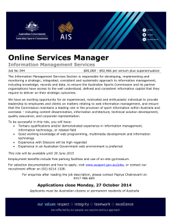 Online Services Manager  Information Management Services