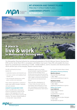live &amp; work A place to in Melbourne’s thriving west OCTOBER 2014
