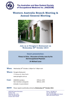 Western Australia Branch Meeting &amp; Annual General Meeting  T