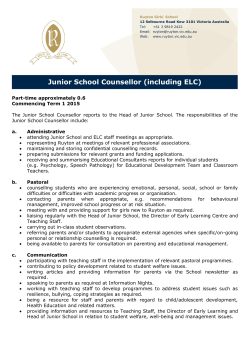 Junior School Counsellor (including ELC)