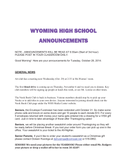 WYOMING HIGH SCHOOL ANNOUNCEMENTS