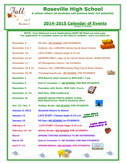 Roseville High School 2014-2015 Calendar of Events