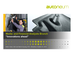 Media- and Financial Analysts Brunch “Innovations ahead”