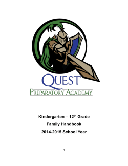 Kindergarten – 12 Grade Family Handbook 2014-2015 School Year
