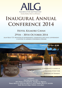 Inaugural Annual Conference 2014 Hotel Kilmore Cavan 29th – 30th October 2014