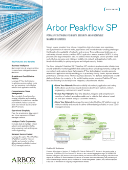 Arbor Peakflow SP ( ) PERVASIVE NETWORK VISIBILITY, SECURITY AND PROFITABLE