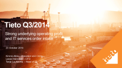 Tieto Q3/2014 Strong underlying operating profit and IT services order intake
