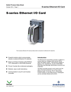 S-series Ethernet I/O Card Introduction DeltaV Product Data Sheet