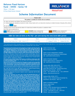 Scheme Information Document Reliance Fixed Horizon Fund - XXVII - Series 10