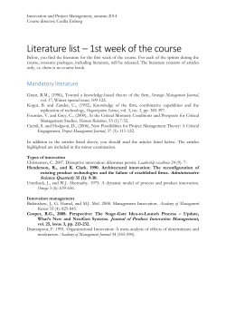 Literature list – 1st week of the course