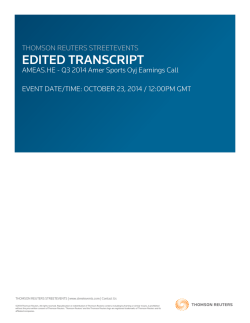 EDITED TRANSCRIPT THOMSON REUTERS STREETEVENTS