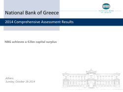 National Bank of Greece 2014 Comprehensive Assessment Results Athens