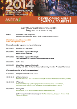 ASIFMA Annual Conference 2014 Program (as of 27 Oct 2014)