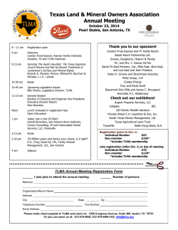 Texas Land &amp; Mineral Owners Association Annual Meeting  October 23, 2014