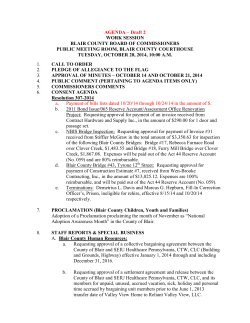 AGENDA – Draft 2 WORK SESSION BLAIR COUNTY BOARD OF COMMISSIONERS