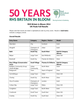 RHS Britain in Bloom 2014 UK Finals Full Results Overall Results