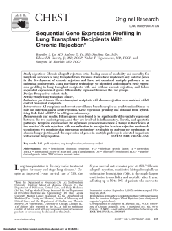 CHEST Original Research Sequential Gene Expression Profiling in Lung Transplant Recipients With
