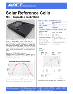 Solar Reference Cells NIST Traceable calibration Specifications for Model 15150