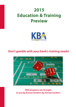 2015 Education &amp; Training Preview Don’t gamble with your bank’s training needs!